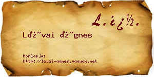 Lévai Ágnes névjegykártya